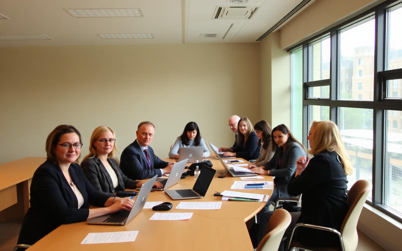 A workplace training session with managers working through a live workflow